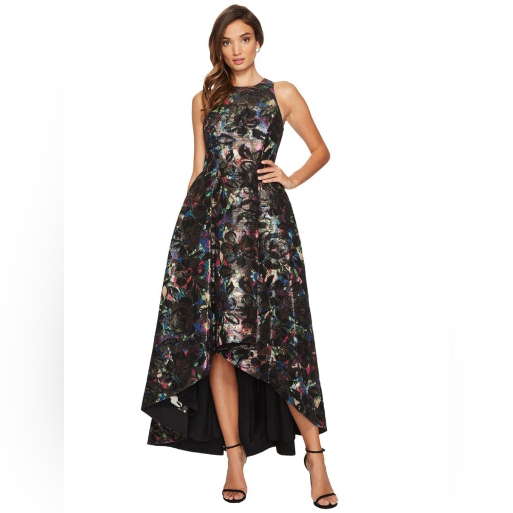 Elegant Black Floral Evening Dress